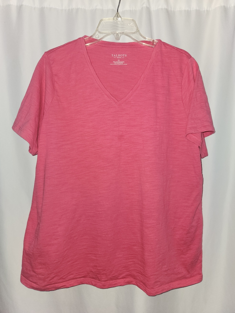 Talbots Womans Heathered Pink V-Neck Tee #lightweight #relaxed #breathable #soft